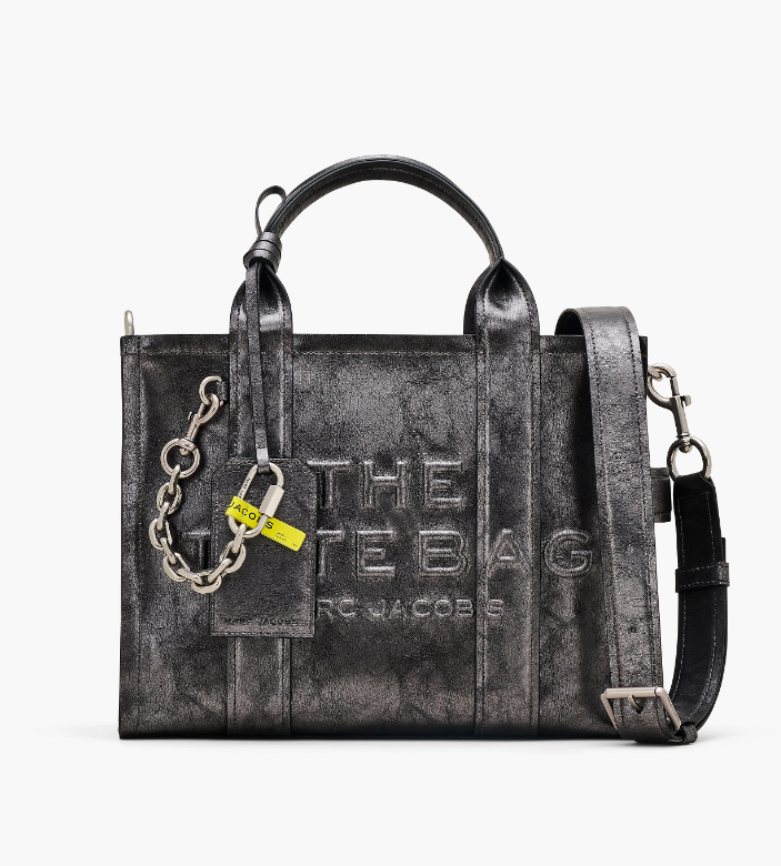 Bolso tote piel Marc Jacobs mediano metálico desgastado
